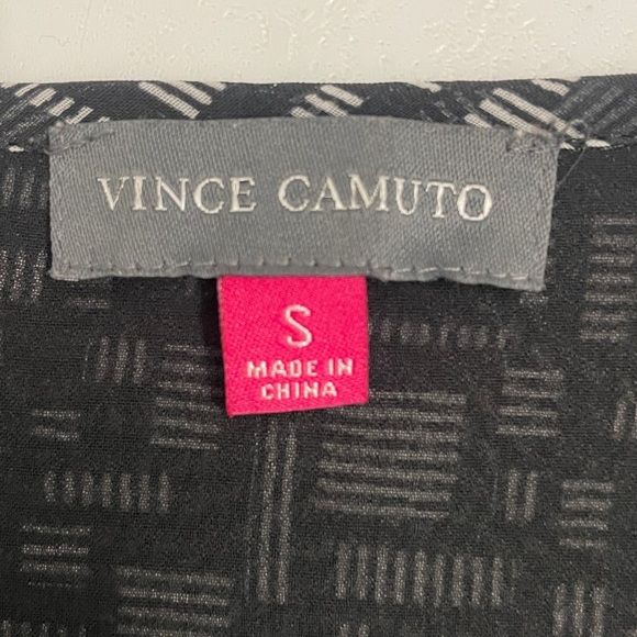 Vince Camuto Black & Grey Blouse Keyhole Neck Draped Front Wrap Sz S - Picture 6 of 9